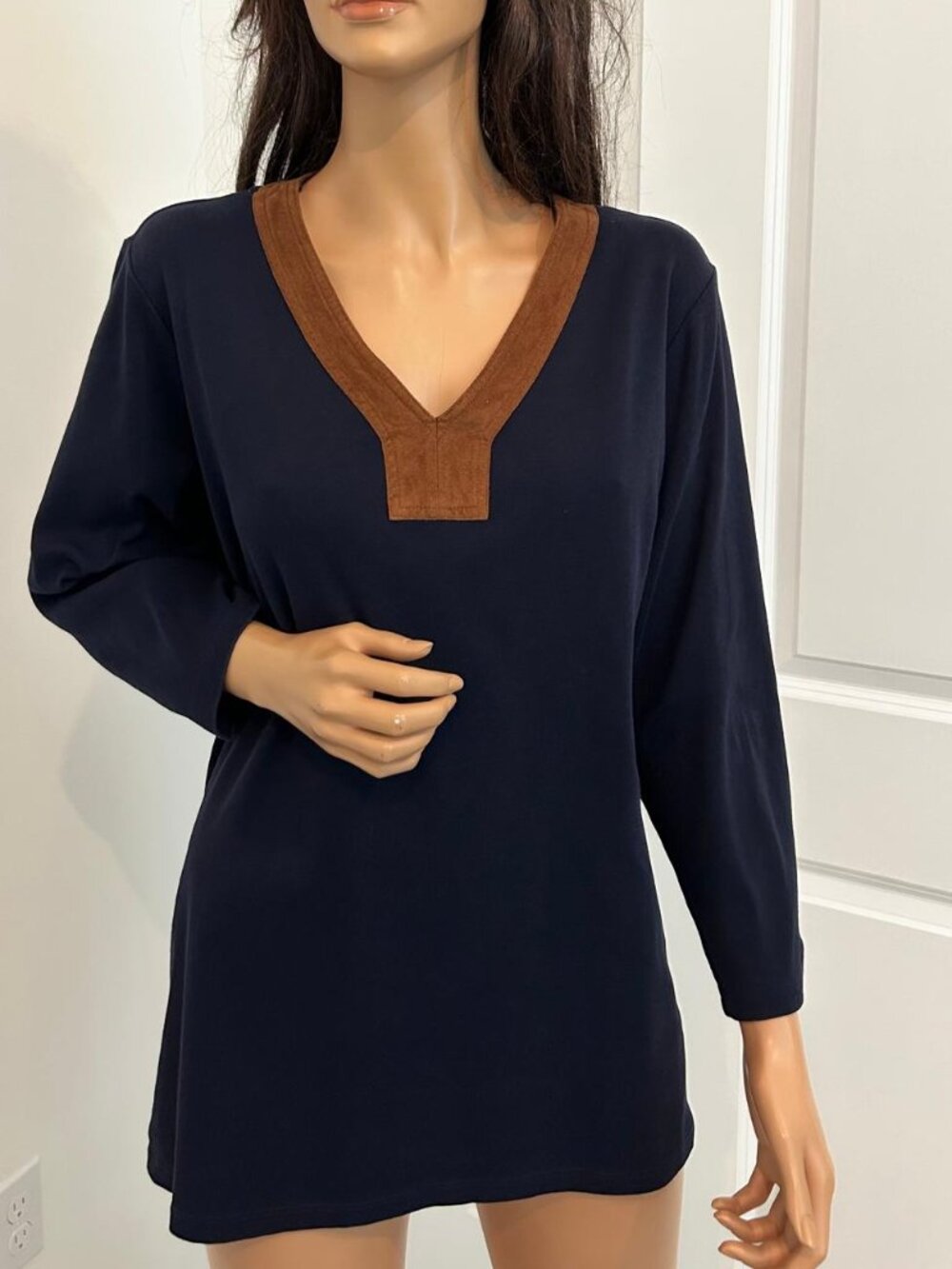 Lauren Ralph Lauren Women’s Plus Size 2X 100% Cotton V-Neck Tunic Top